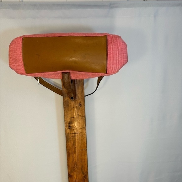 Fossil 1954 Key Pink Woven Straw Leather Floral Lining Spring Shoulder Hand Bag - Picture 6 of 8